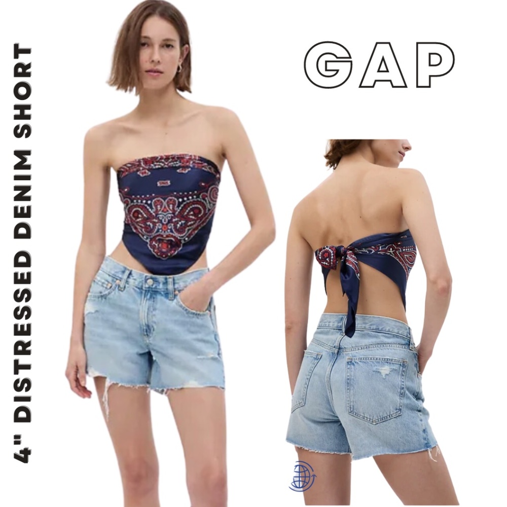 NWOT GAP 4" Low Rise Stride Denim Distressed Jean Shorts 8 / 29